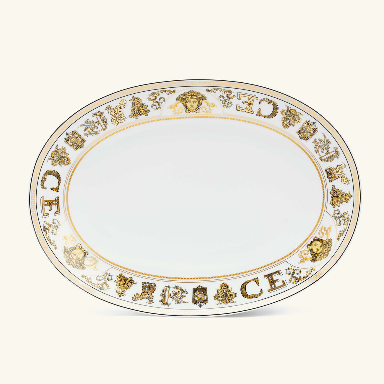 طبق الضيافة فيرتوس جالا بيضاوي أبيض 27 سم فيرساتشي طبق الضيافة فيرتوس جالا بيضاوي أبيض 27 سم