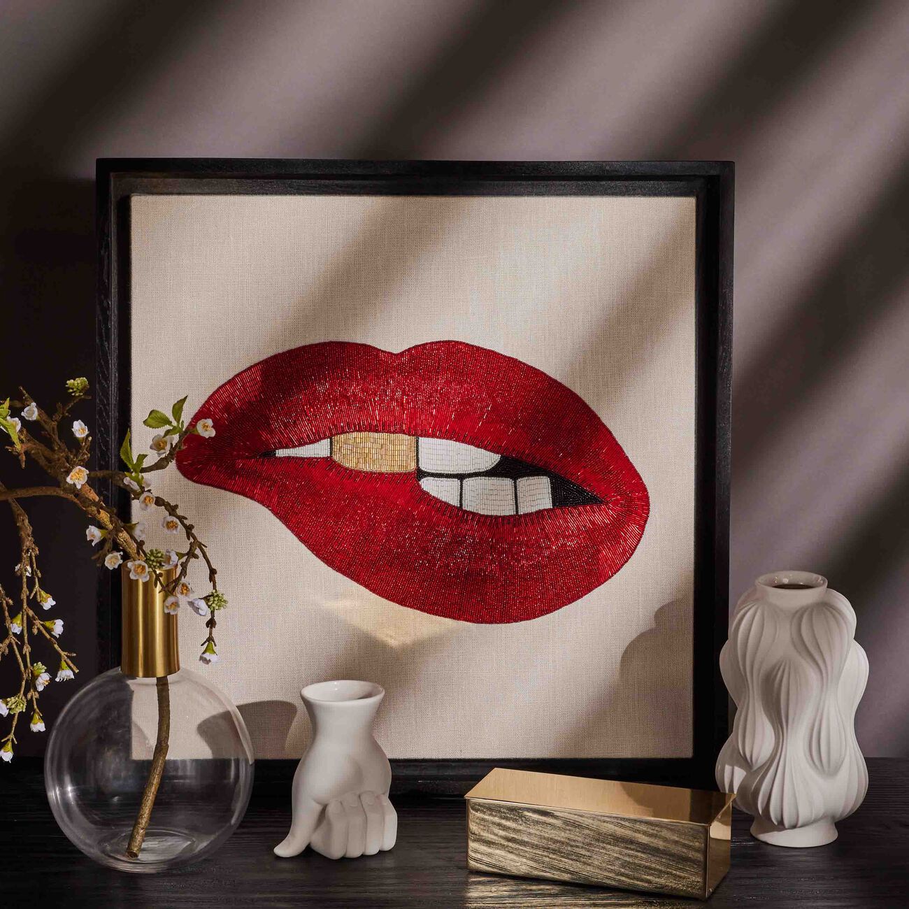 Lip Beaded Wall Art jonathan adler lip beaded wall art