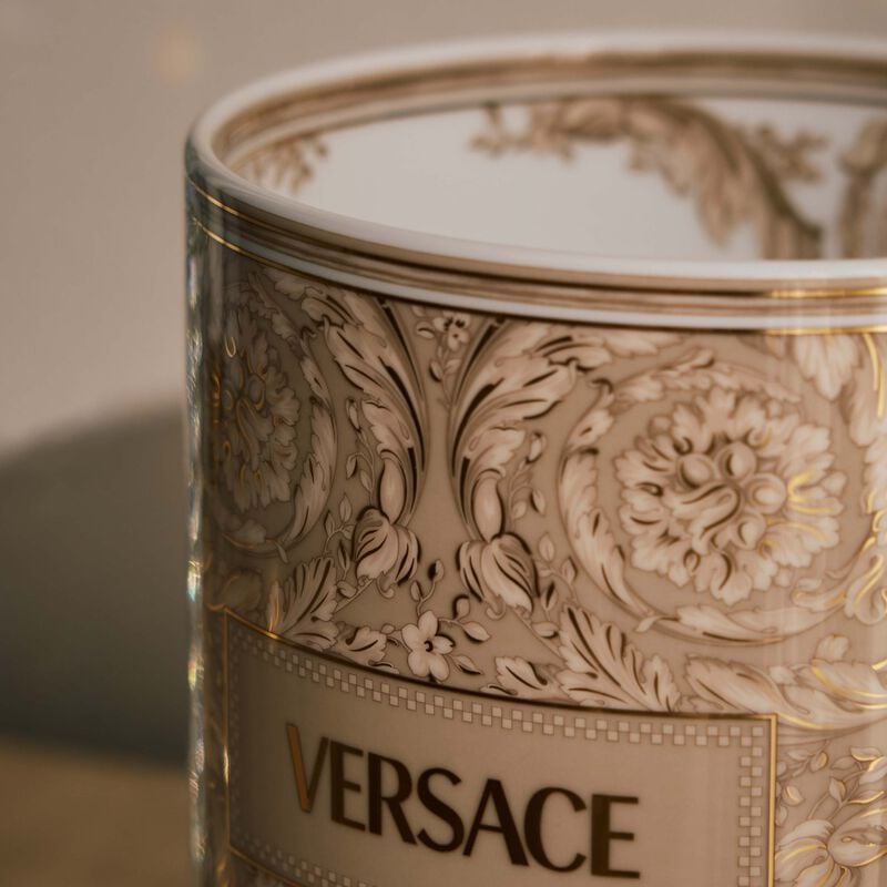 Barocco Beige Vase Round Small versace barocco beige vase round small