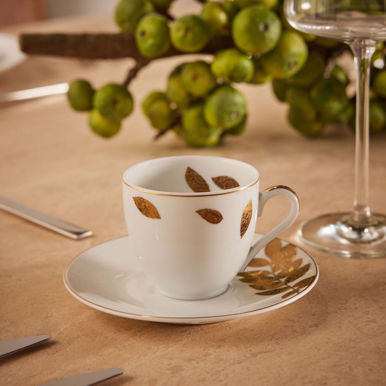 bernardaud vegetal or coffee cup   saucer gold