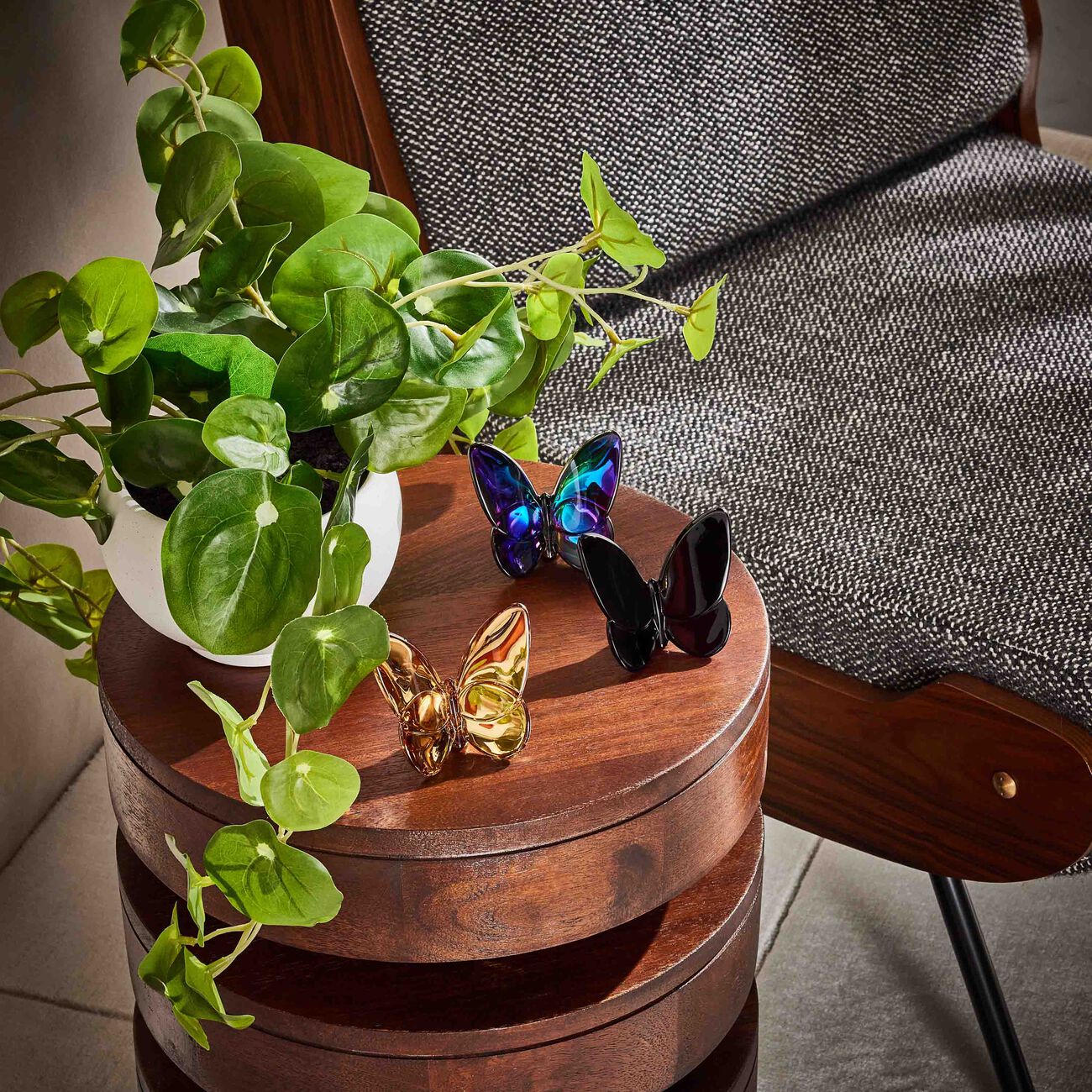 باكارا منحوتة بابيون لاكي على شكل فراشة سوداء صغيرة