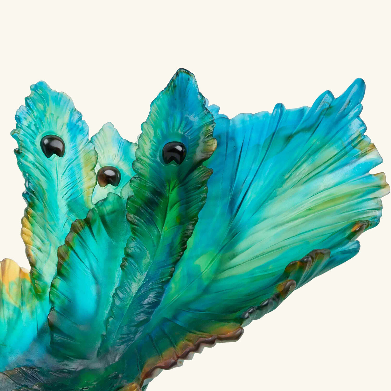 daum fleur de paon centerpiece extra large green