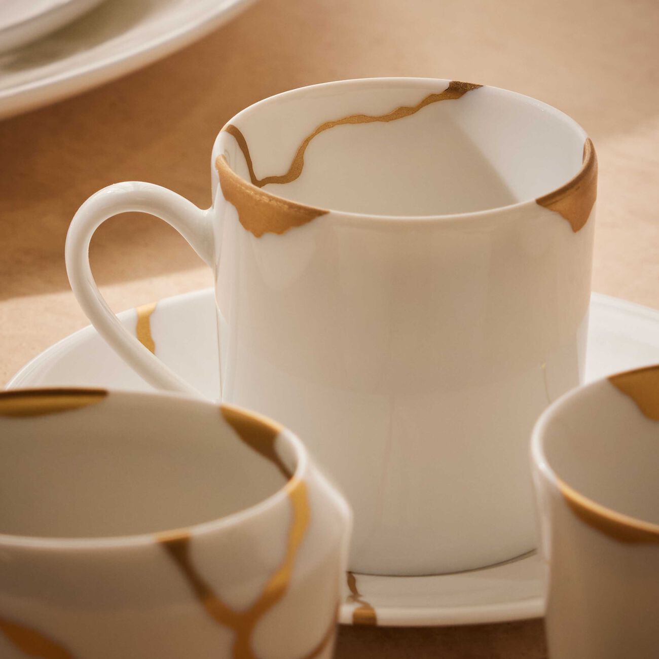 bernardaud kintsugi coffee cup   saucer white set of 6