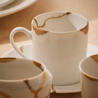 bernardaud kintsugi coffee cup   saucer white set of 6