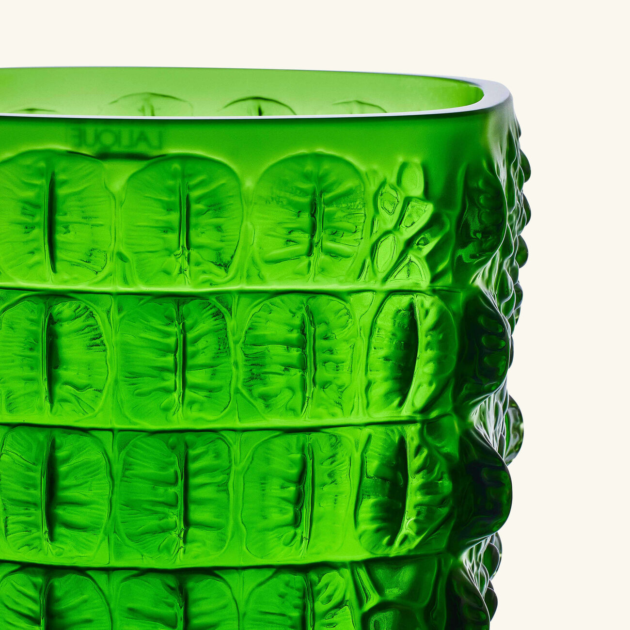 lalique croco vase small green