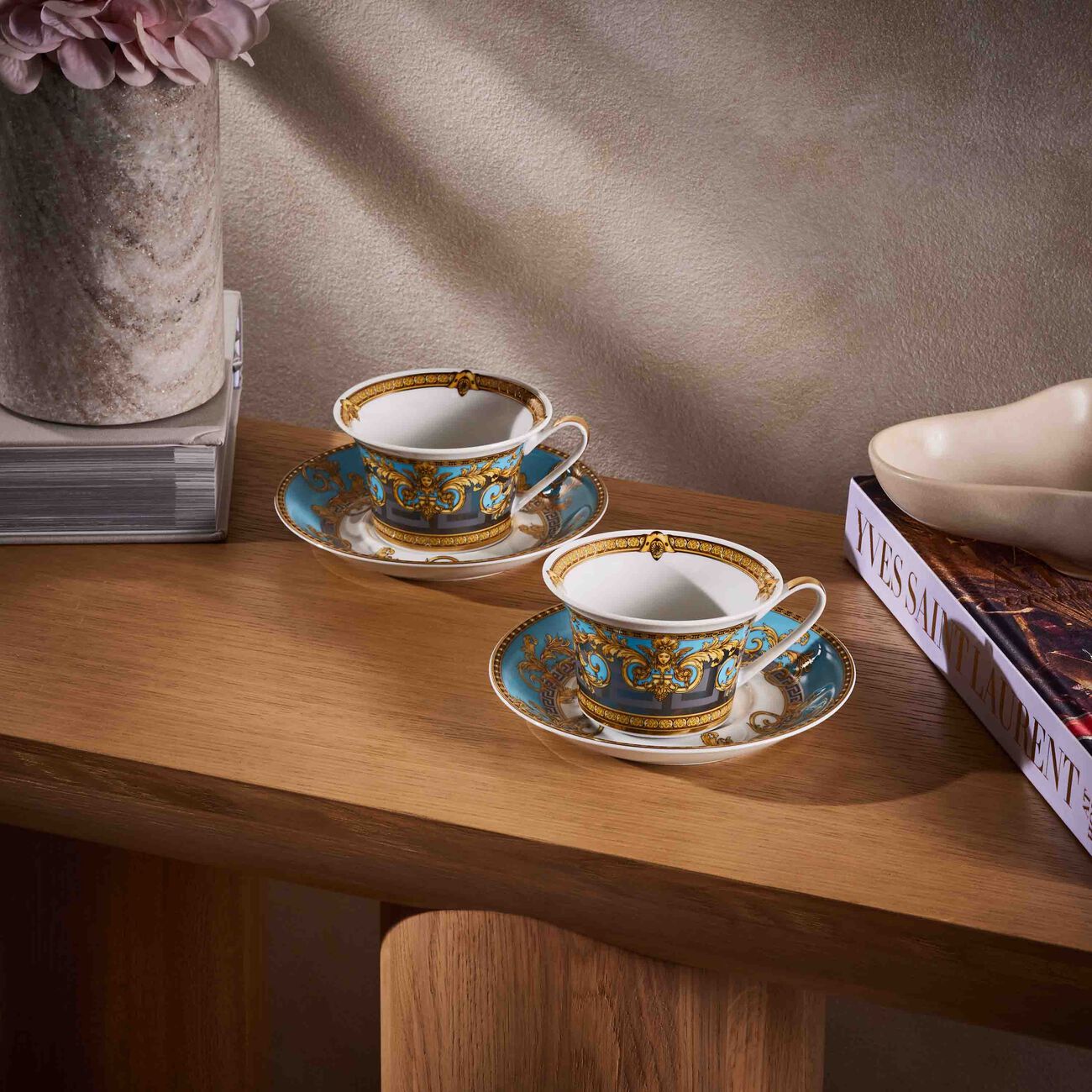 versace prestige gala tea cup   saucer white set of 6