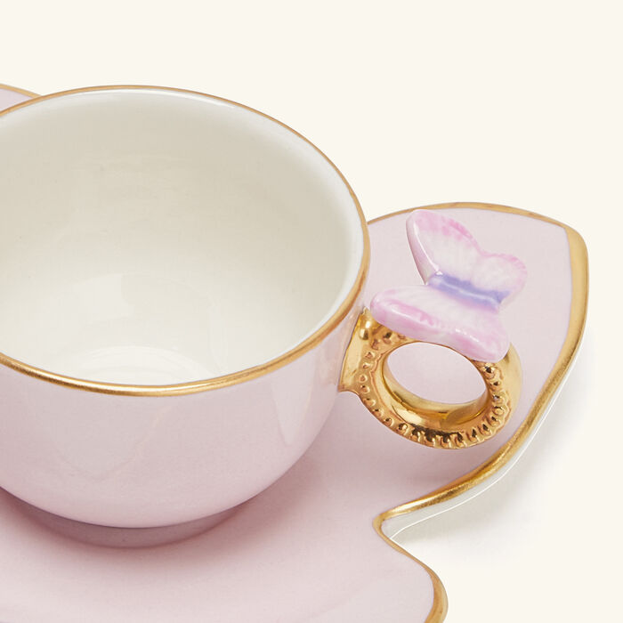 villari butterfly coffee cup   saucer pink