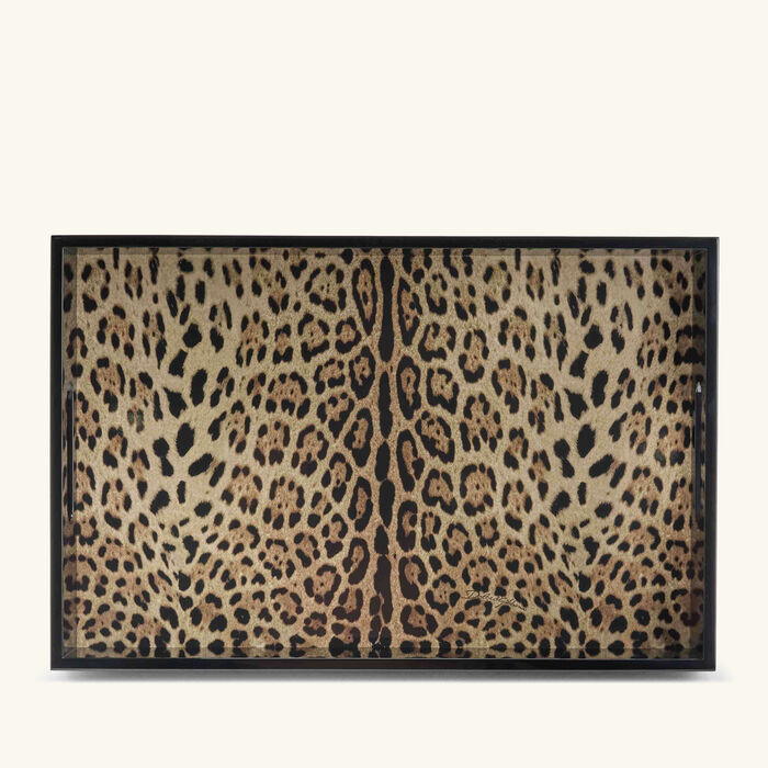 dolce gabbana casa leopard tray rectangular large brown