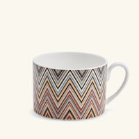 ميسوني هوم طقم زيك زاك جاريس المؤلف من 6 فناجين للشاي مع صحونها باللون البني