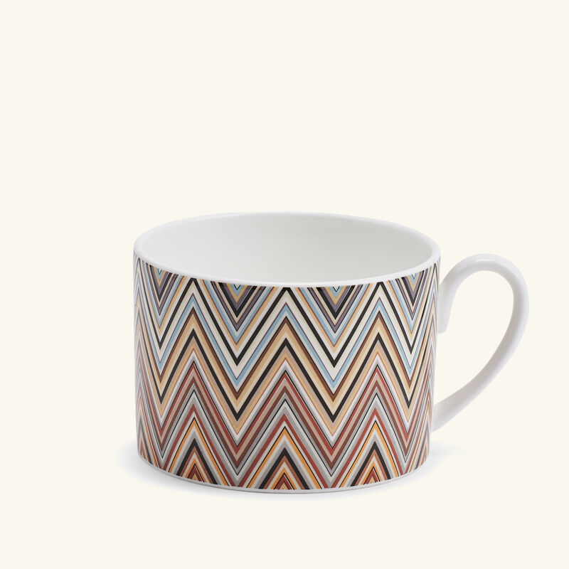 ميسوني هوم طقم زيك زاك جاريس المؤلف من 6 فناجين للشاي مع صحونها باللون البني