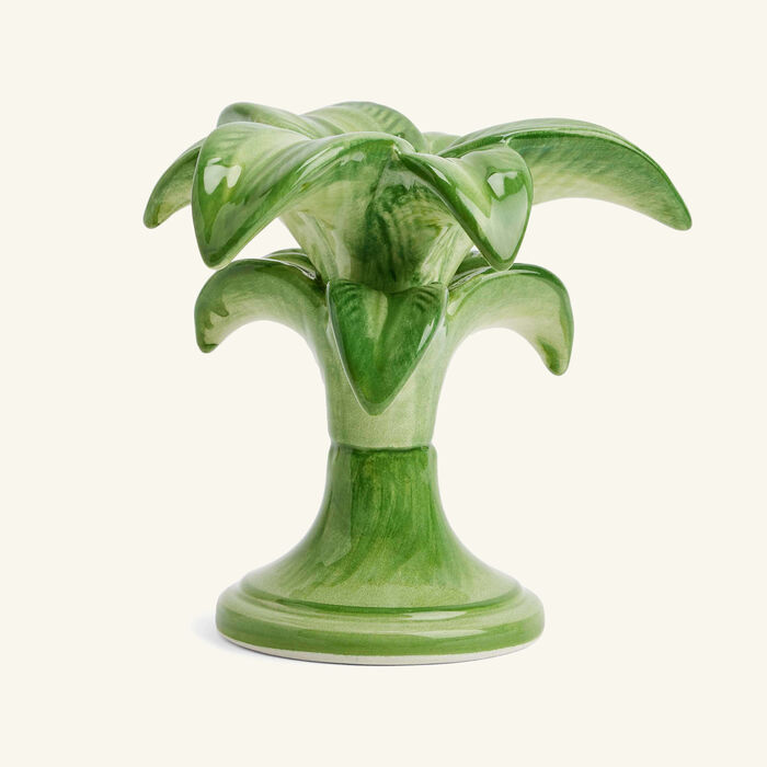 les ottomans palm trees candle holder small green