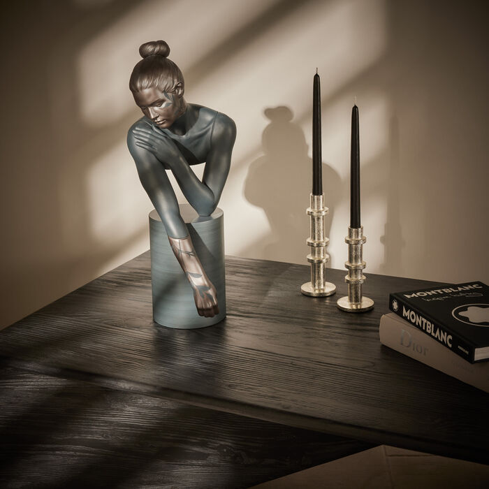 lladro reflections of nature her sculpture medium black