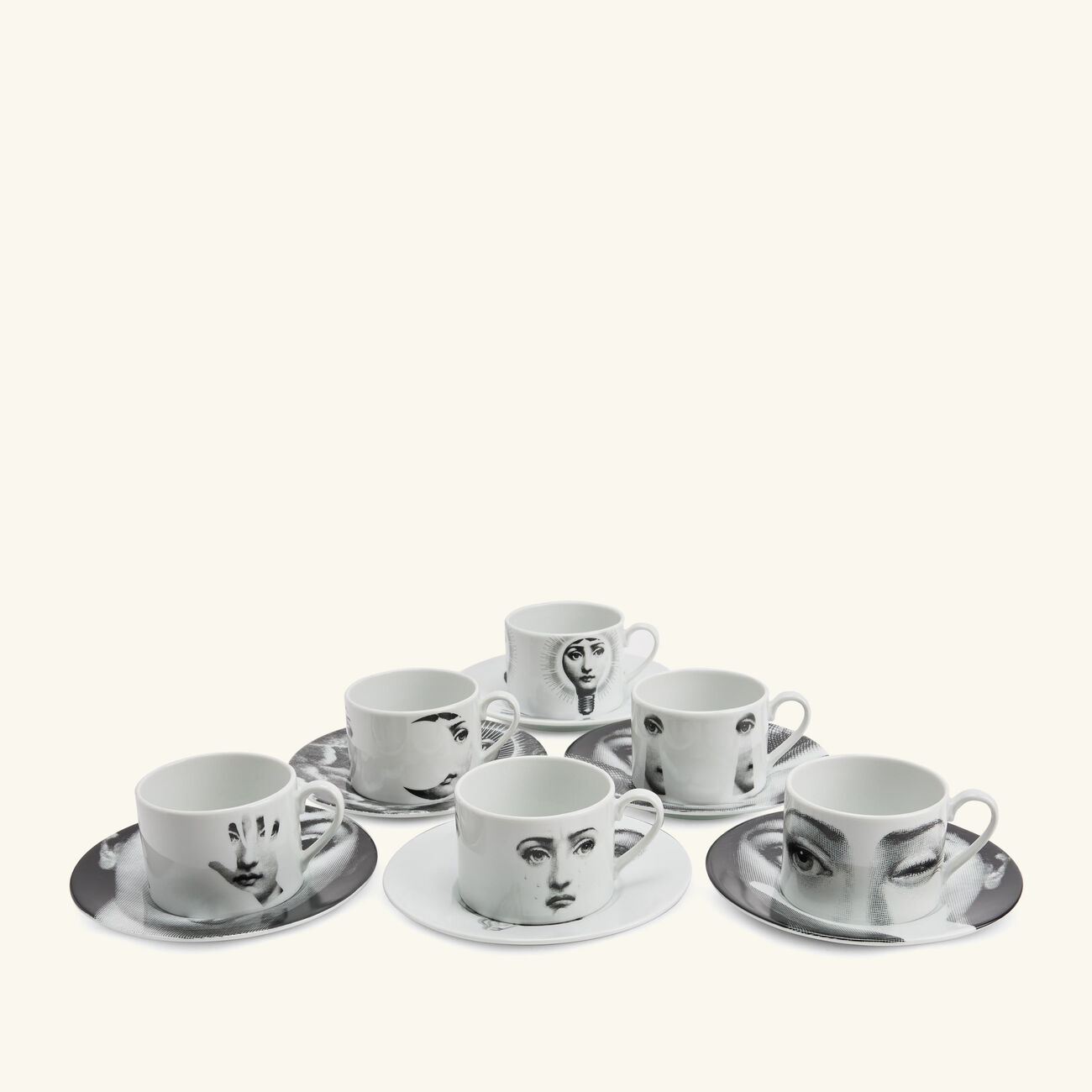 Tema e Variazioni 2005 Tea Cup Grey Set Of 6 fornasetti tema e variazioni 2005 tea cup grey set of 6