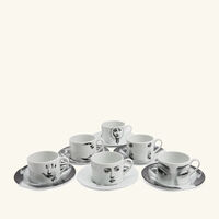 Tema e Variazioni 2005 Tea Cup Grey Set Of 6 fornasetti tema e variazioni 2005 tea cup grey set of 6