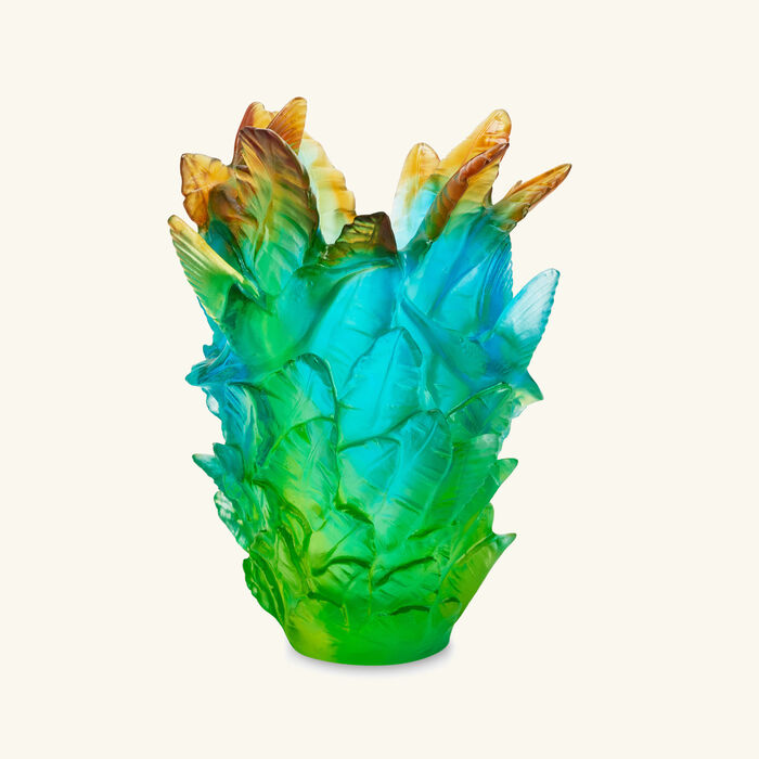 daum colibri borneo tropical vase small blue