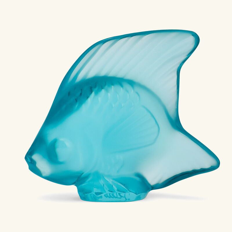 lalique fish figurine mini pale turquoise