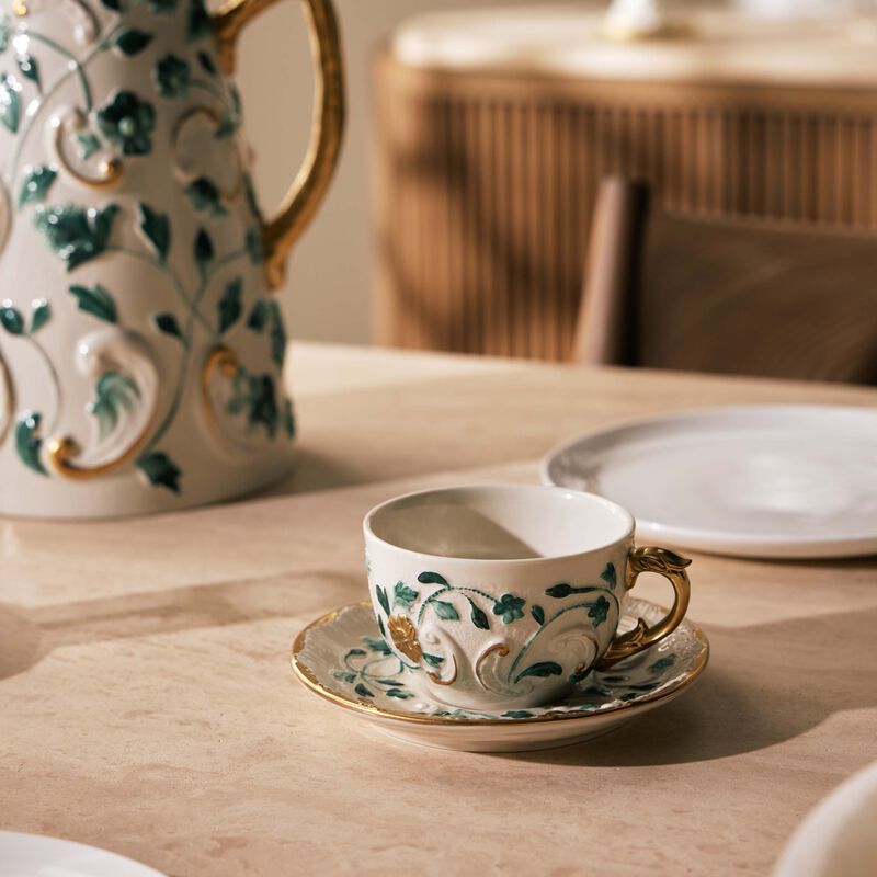 villari taormina tea cup   saucer green