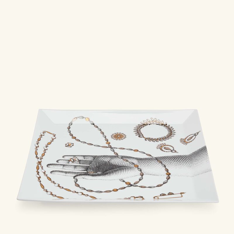 fornasetti gioielli trinket tray square white
