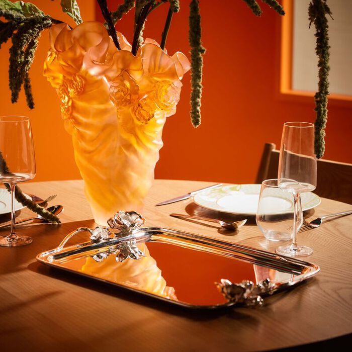 christofle anemone serving tray rectangular extra large silver plated