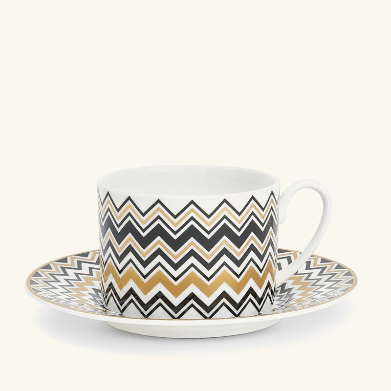 missoni home zig zag gold  tea cup   saucer pattern