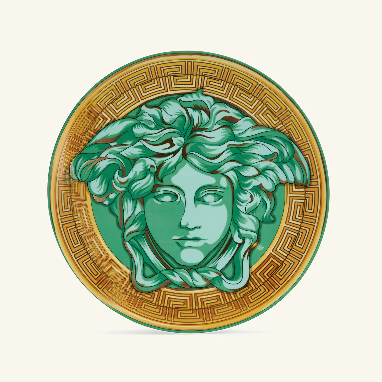 versace medusa amplified green coin charger plate round green 33cm