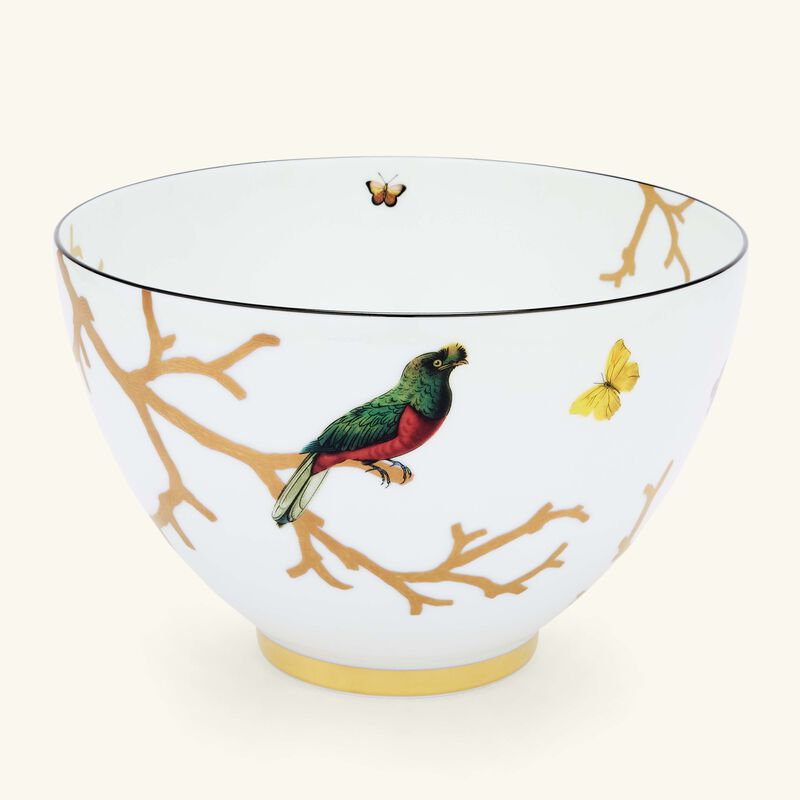 bernardaud aux oiseaux salad bowl gold 27cm
