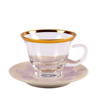 Peacock Lilac & Gold Cappuccino Cup & Saucer, small