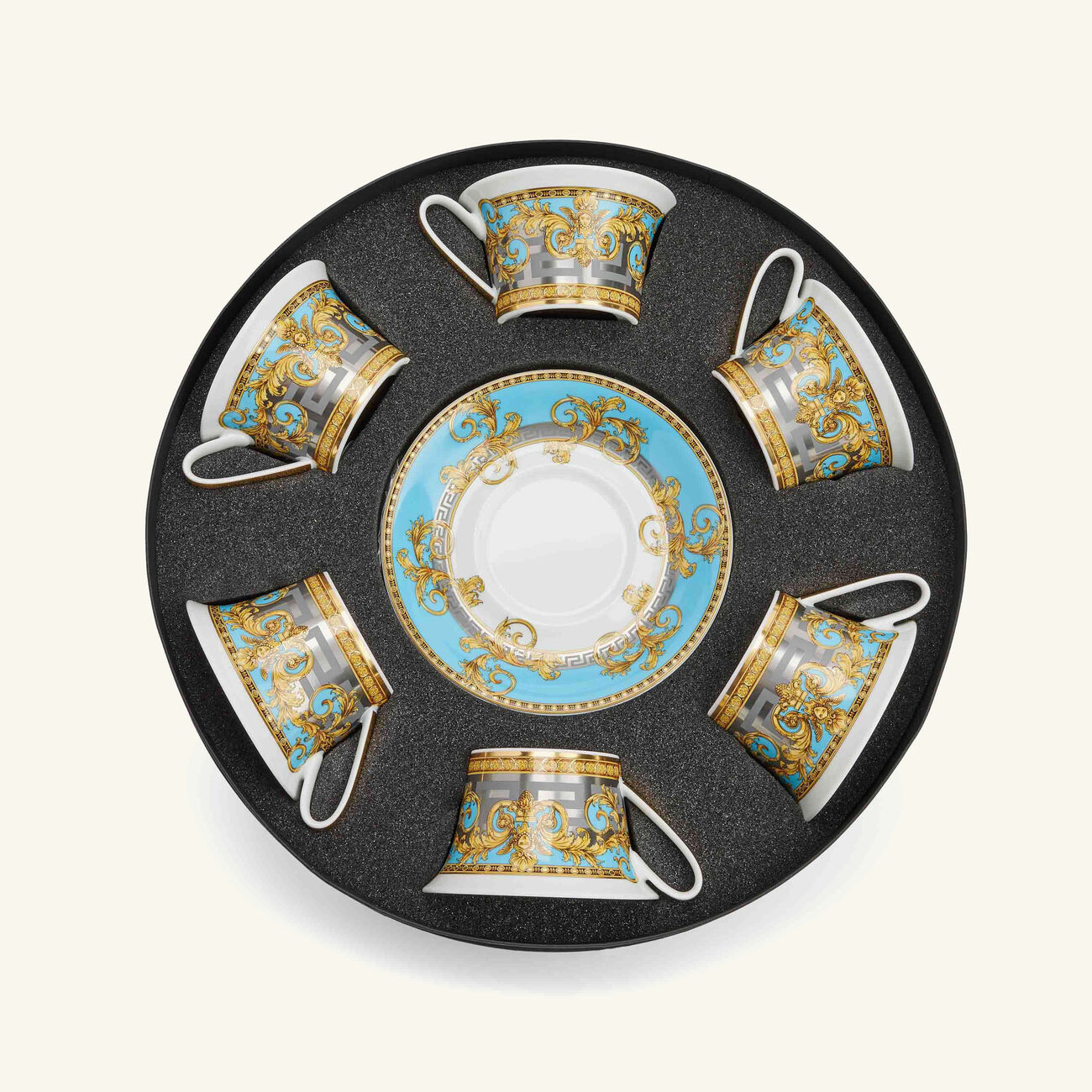versace prestige gala tea cup   saucer white set of 6