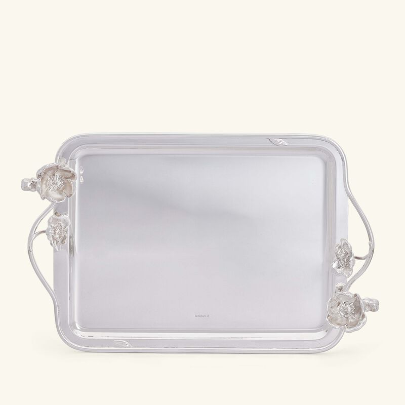 christofle anemone serving tray rectangular extra large silver plated