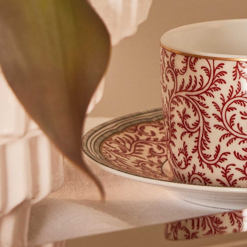 bernardaud collection braqueni  tea cup   saucer red set of 2