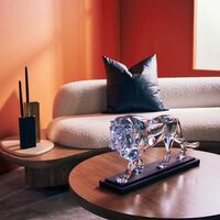 باكارا منحوتة الأسد سيسيل كبيرة جدًا شفافة