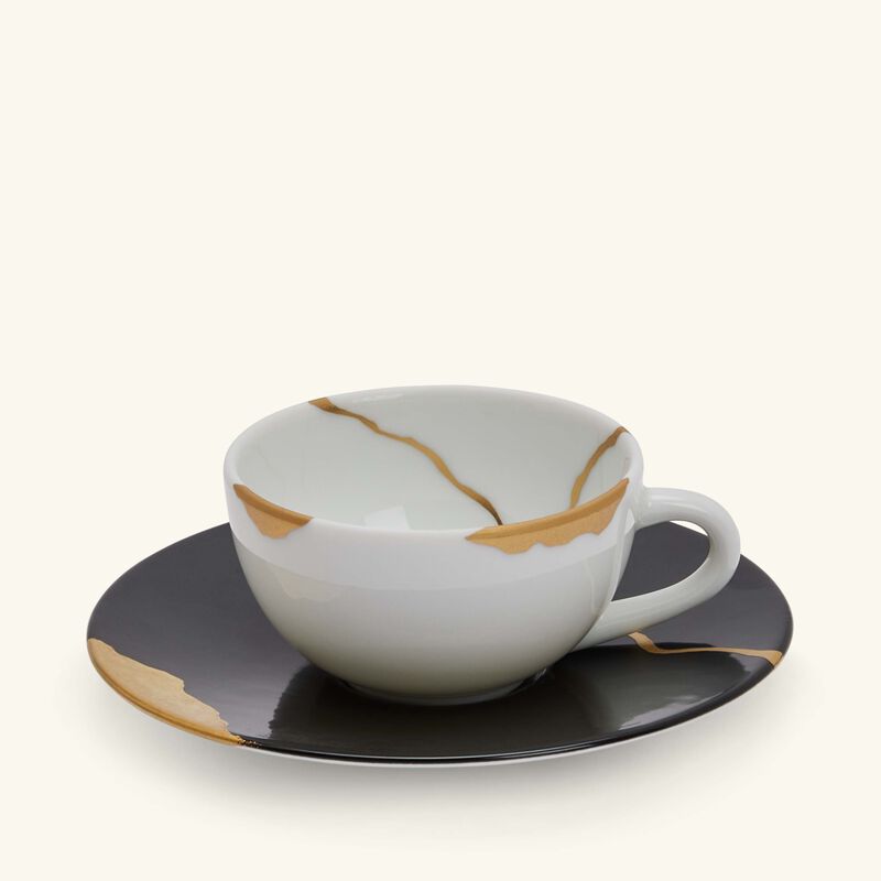 Kintsugi Coffee Cup & Saucer Black Set Of 4 bernardaud kintsugi coffee cup saucer black set of 4