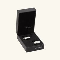 أزرار الأكمام الدائرية موزاييك باللون الفضي اس تي دوبون أزرار الأكمام الدائرية موزاييك باللون الفضي