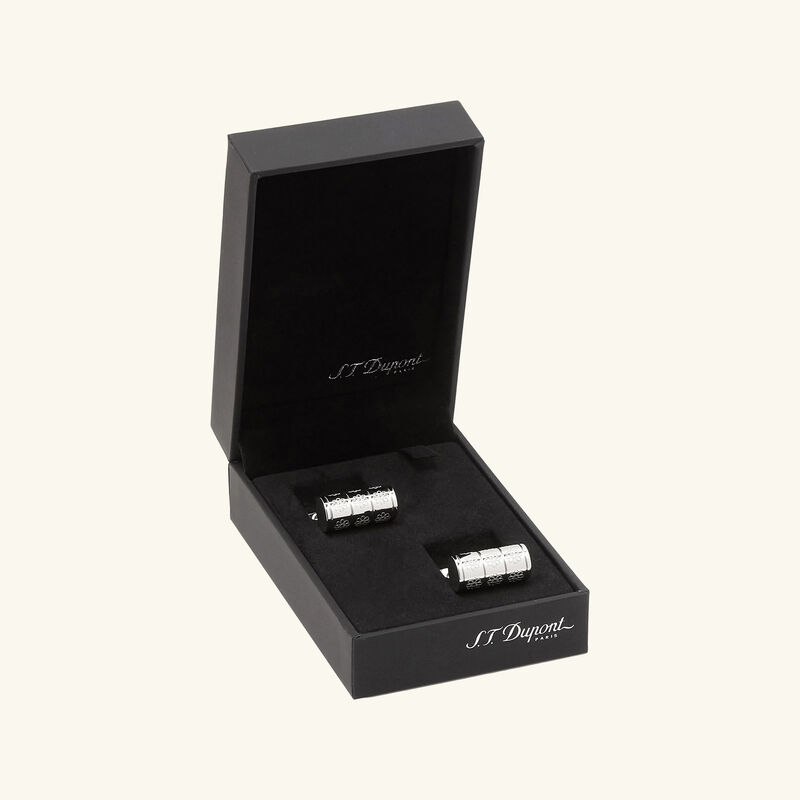 أزرار الأكمام الدائرية موزاييك باللون الفضي اس تي دوبون أزرار الأكمام الدائرية موزاييك باللون الفضي