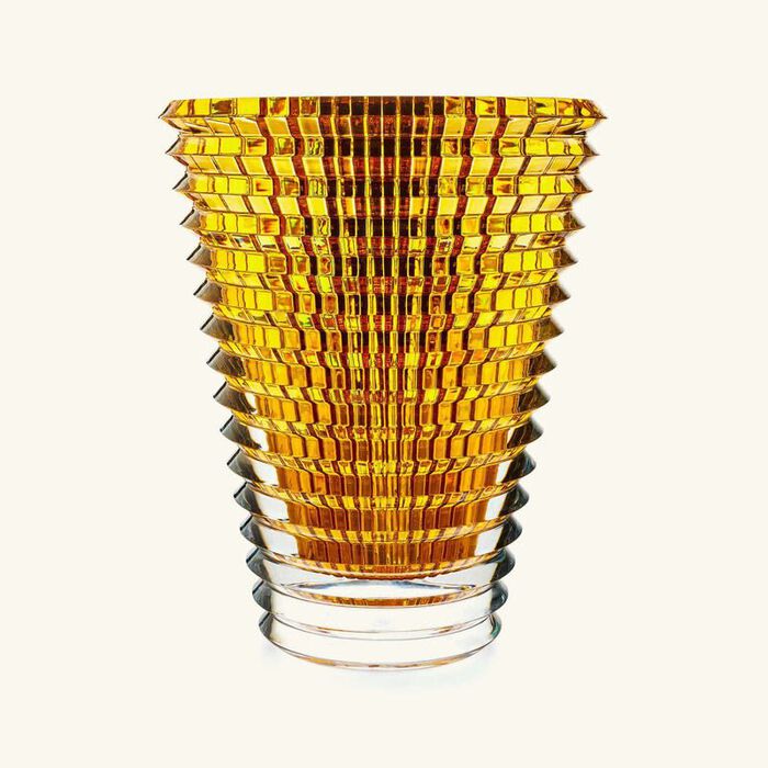 baccarat eye vase round large yellow