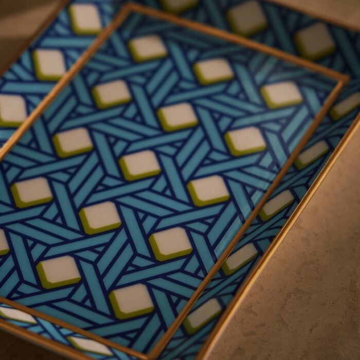 jonathan adler basketweave trinket tray rectangle small blue