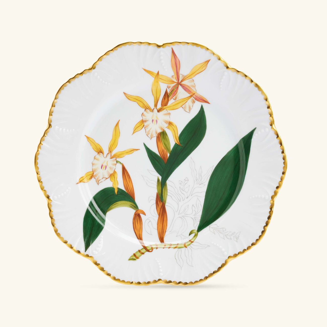 pinto paris histoires d orchidees dinner plate round yellow 26cm