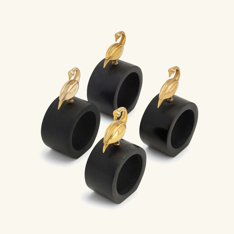 Heron Napkin Ring Black ira udaipur heron napkin ring black