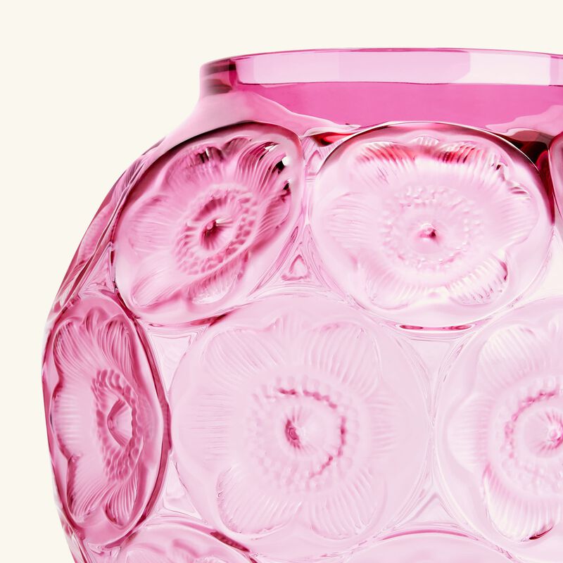 lalique anemones vase medium pink