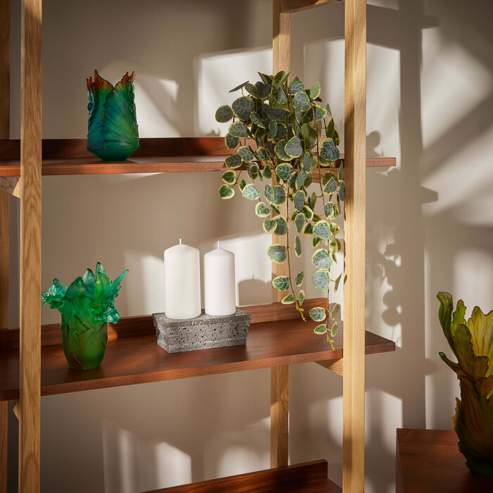 daum fleur de paon vase small green