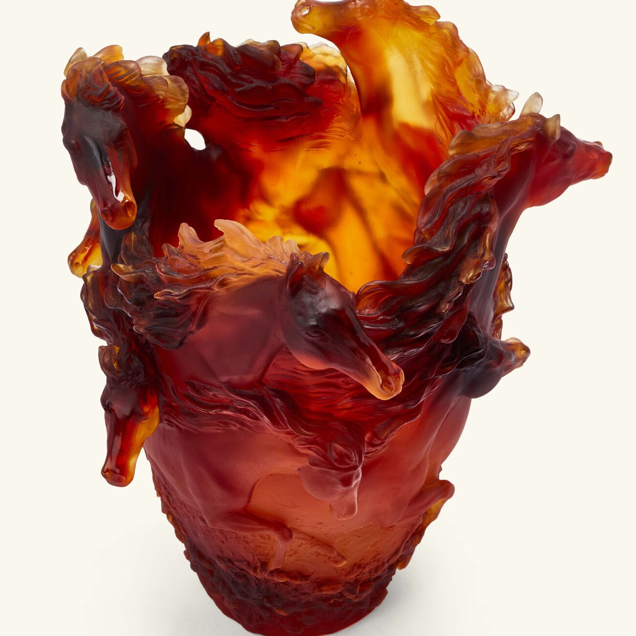 daum horses vase medium red limited edition