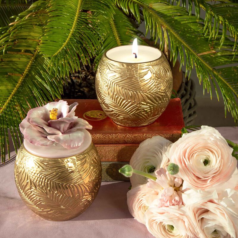 villari acapulco ibiscus candle gold