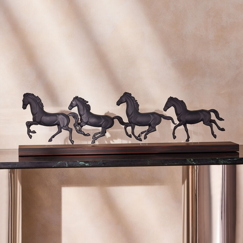 Galloping Herd Horses Sculpture Small Black lladro galloping herd horses sculpture small black