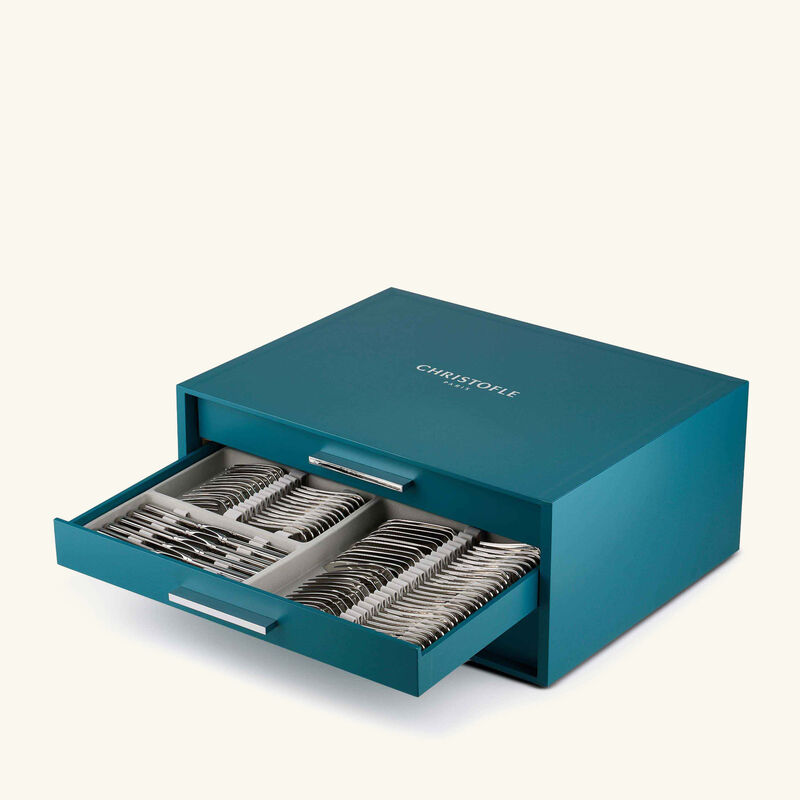 Albi Acier 110 Piece Flatware Set with Chest Stainless Steel christofle albi acier 110 piece flatware set with chest stainless steel