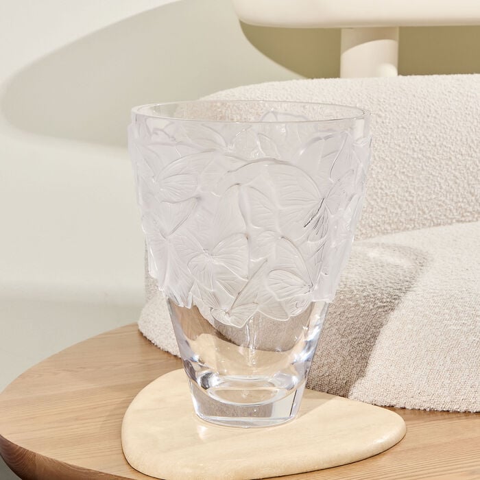 Papillons Vase Large Clear lalique papillons vase large clear