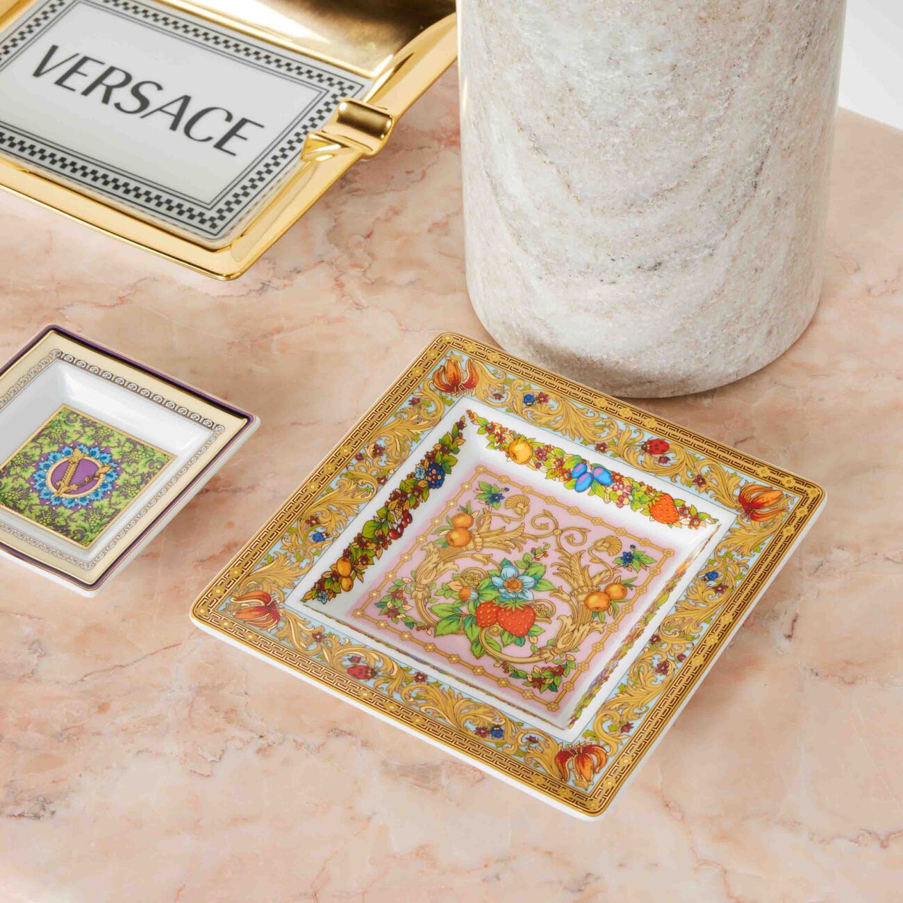 le jardin de versace trinket tray square small pink
