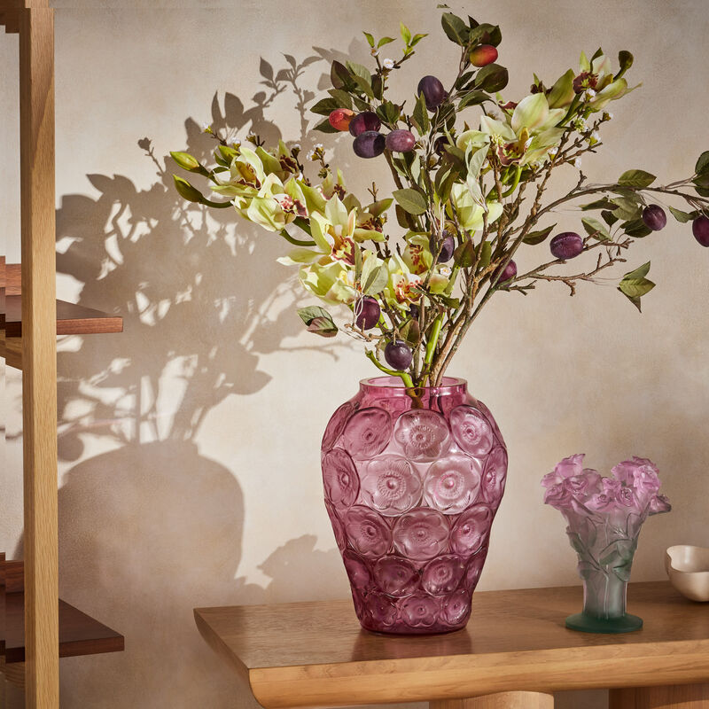 daum rose vase small pink