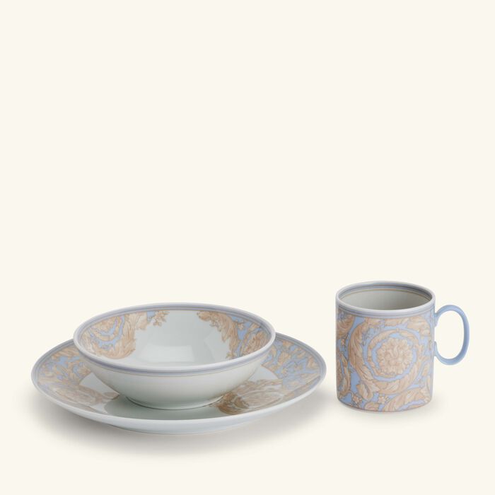 versace barocco blue children dinnerware gift set