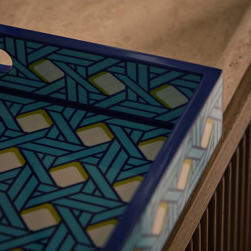 jonathan adler basketweave tray rectangular large blue