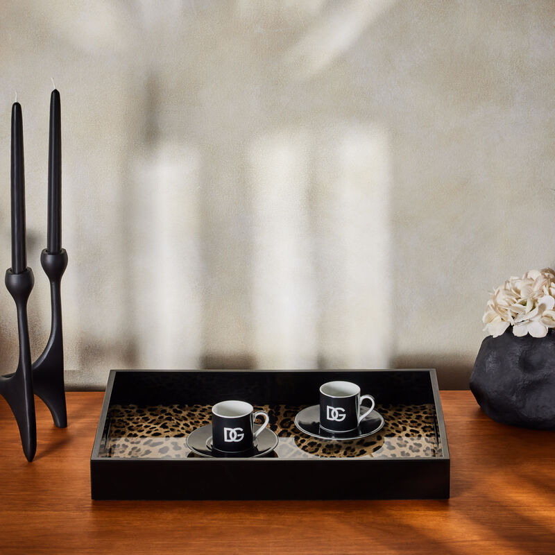 dolce gabbana casa leopard tray rectangular large brown